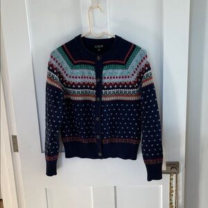 J. Crew Fair Isle CherryCardigan